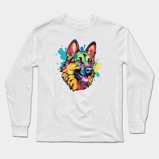 Rainbow Shepherd: A Colorful and Playful German Shepherd Design Long Sleeve T-Shirt